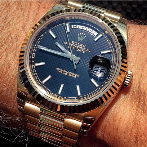 rolex oyster perpetual day-date blue face|rolex day date fluted bezel.